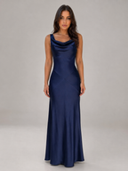 Women's Satin Feel Open Back Evening Gown