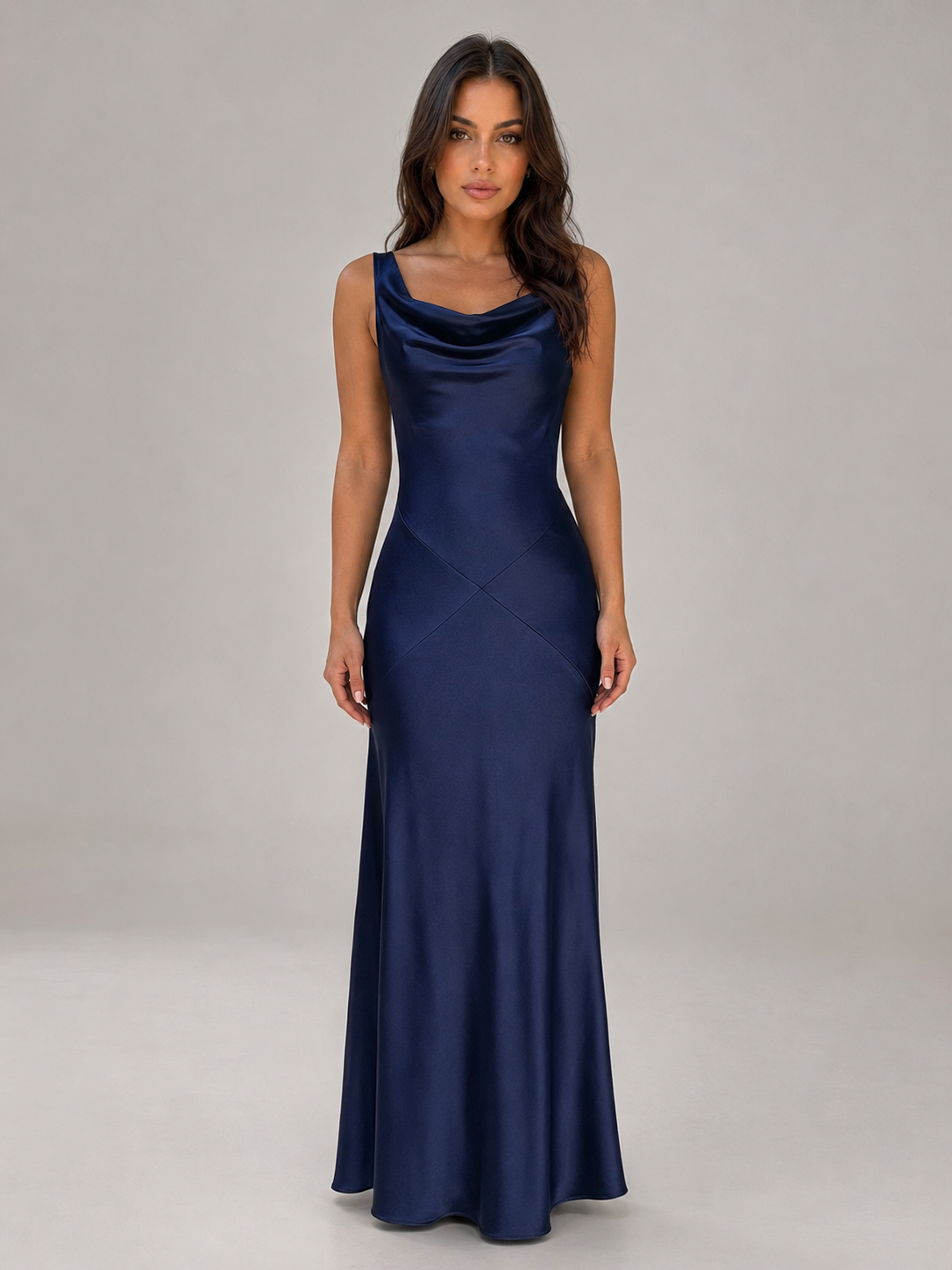 Women's Satin Feel Open Back Evening Gown