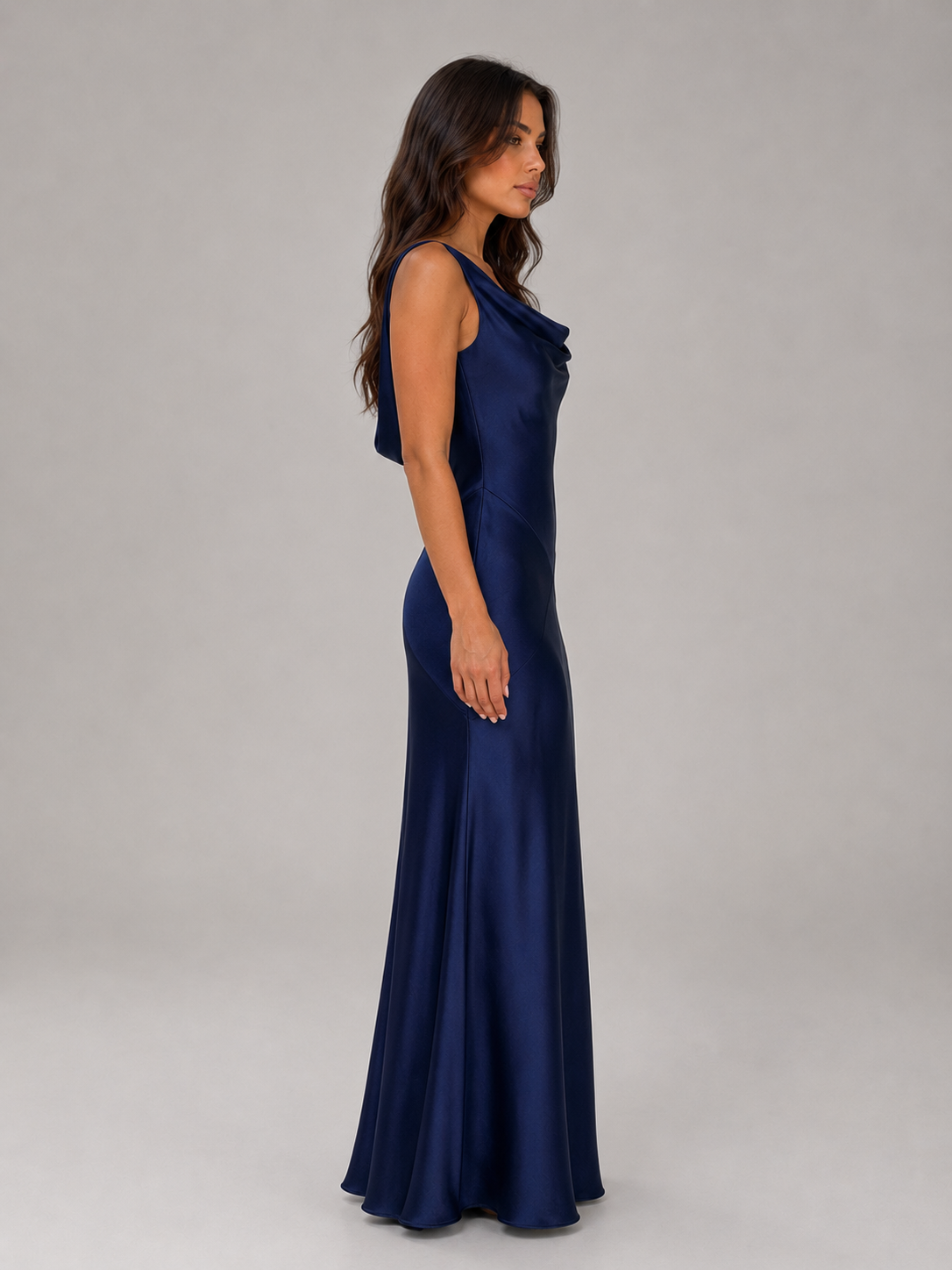 Women's Satin Feel Open Back Evening Gown