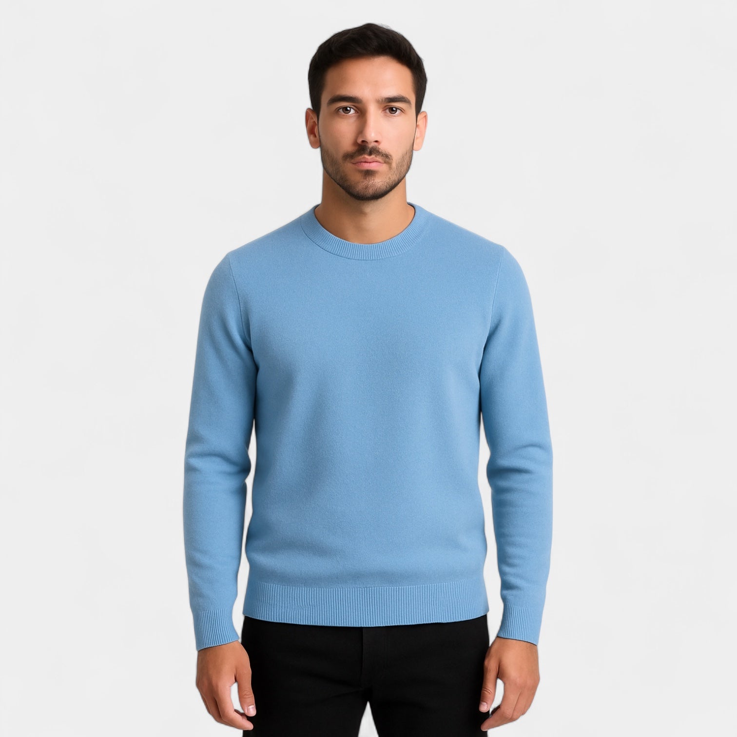 Wool Blend Crew Neck Sweater Regular Fit for Men