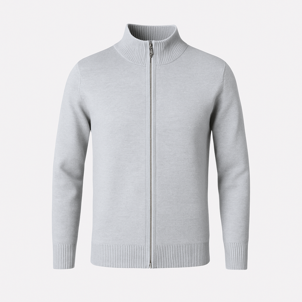 Zip-Up Cotton Cardigan Regular Fit for Men