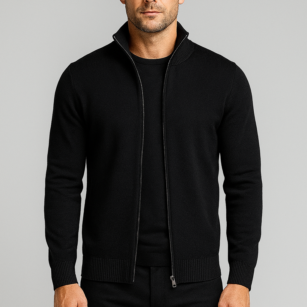Zip-Up Cotton Cardigan Regular Fit for Men