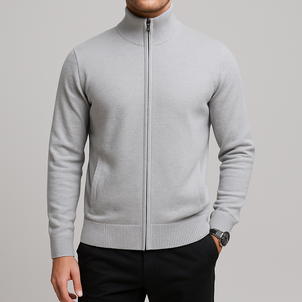 Zip-Up Cotton Cardigan Regular Fit for Men