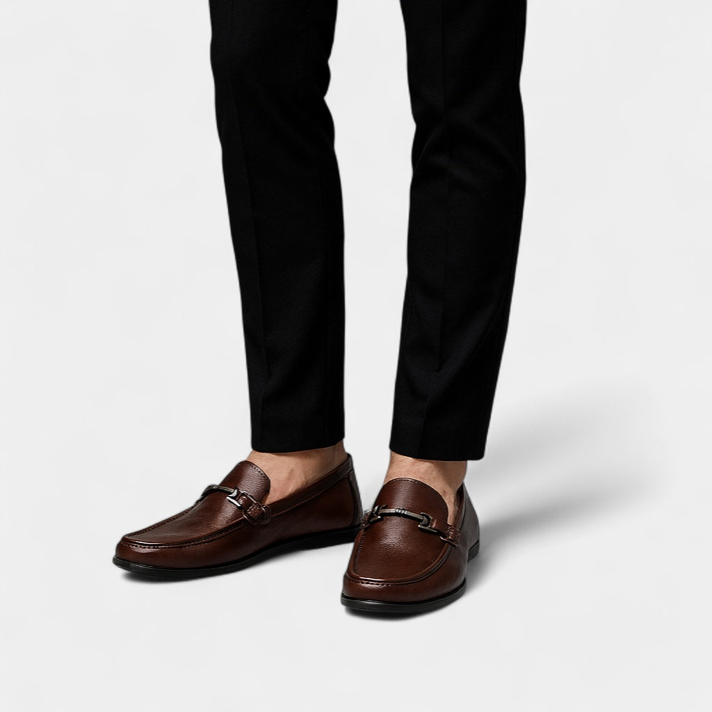 Leather Slip-On Business Loafers Polished for Men