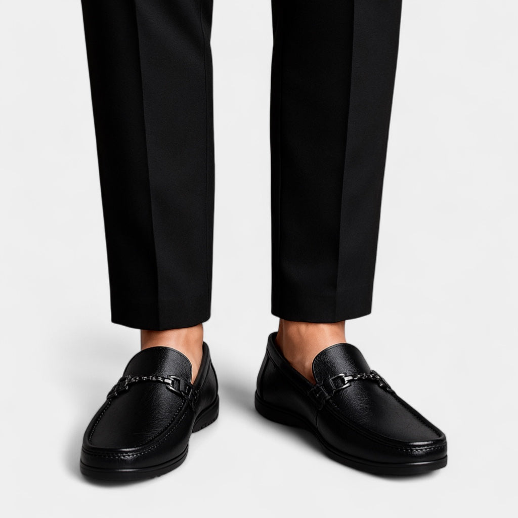 Leather Slip-On Business Loafers Polished for Men