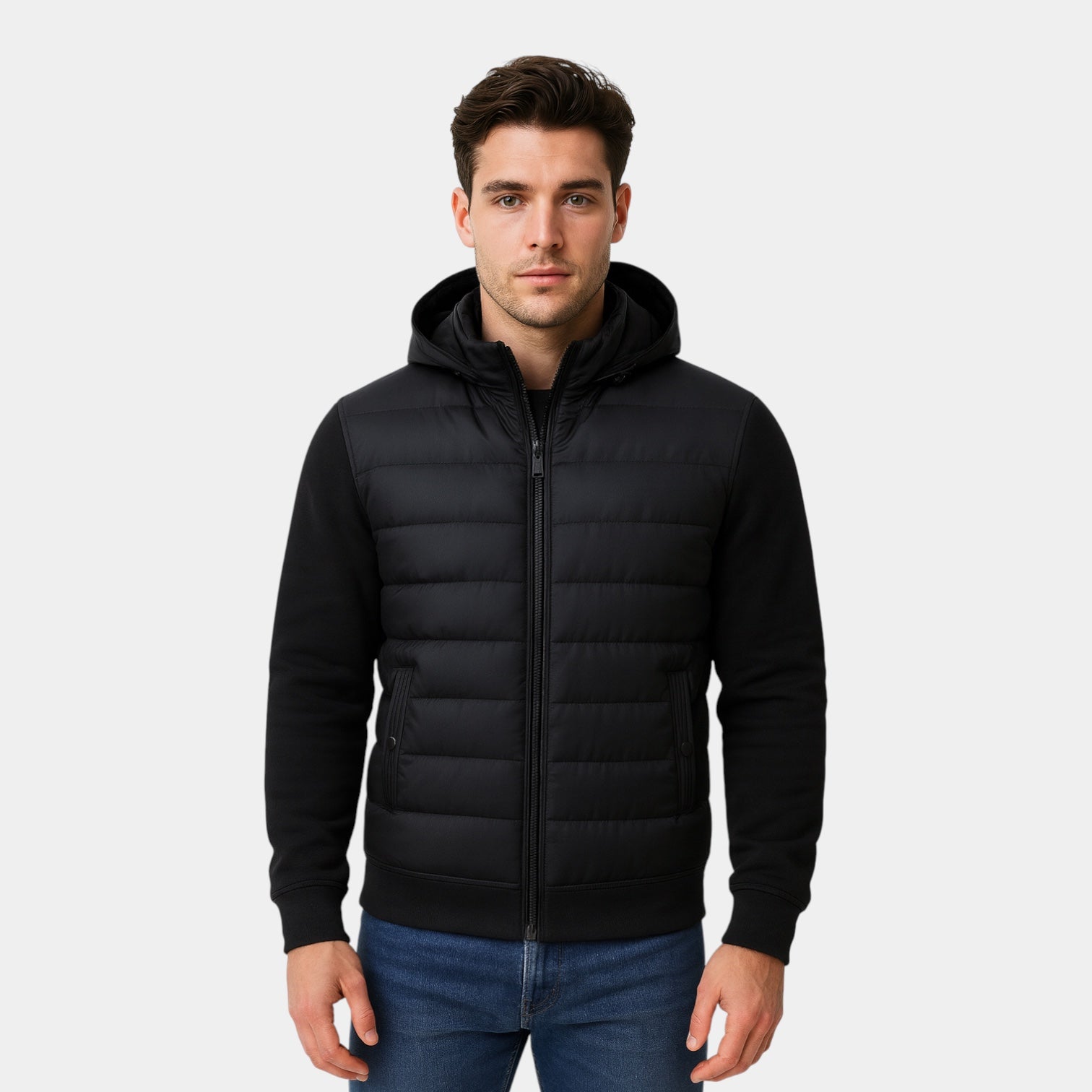 Hybrid Puffer Parka Jacket Quilted Regular Fit for Men