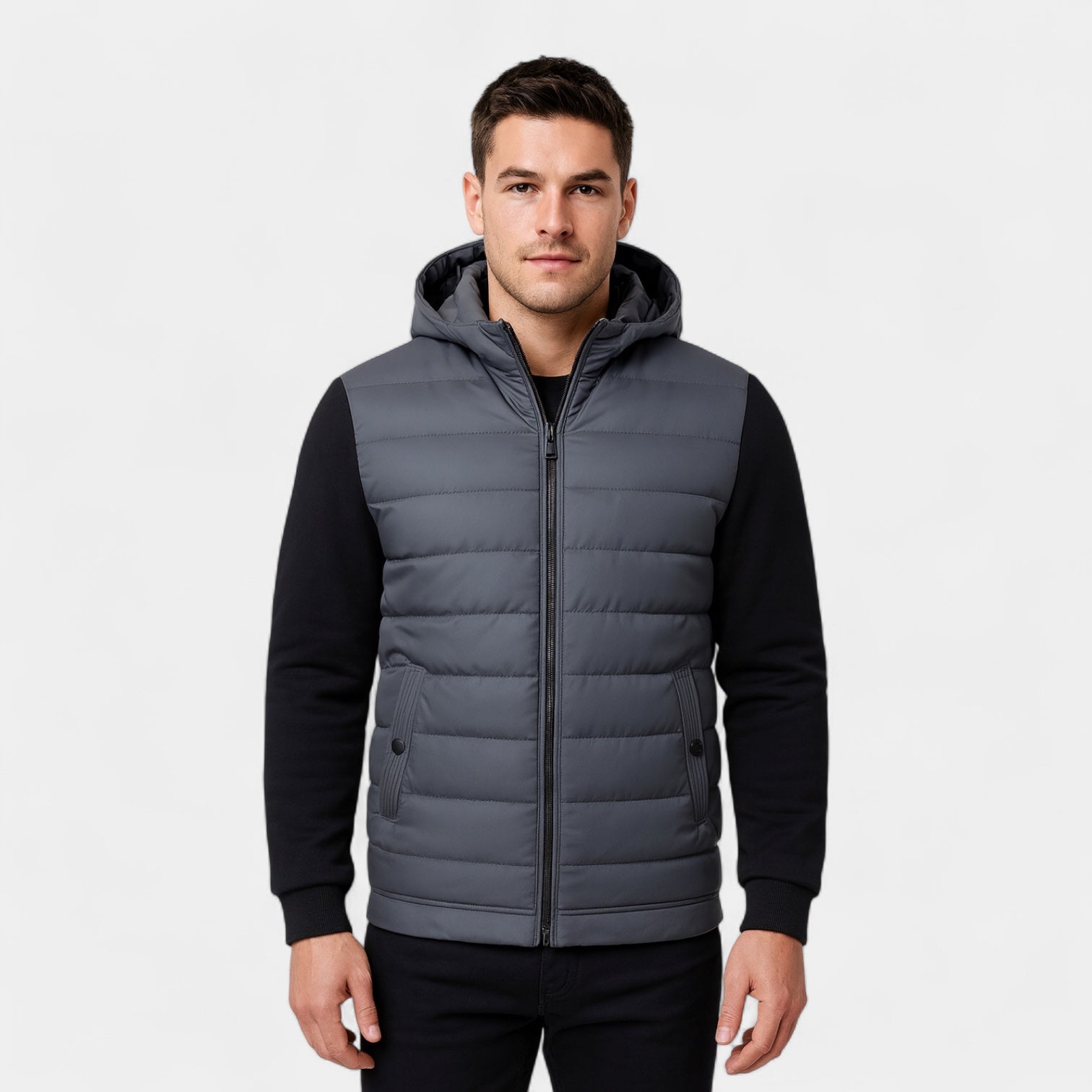 Hybrid Puffer Parka Jacket Quilted Regular Fit for Men
