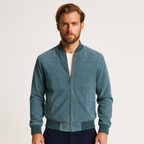 Soft Faux Suede Bomber Jacket Ribbed Cuffs for Men
