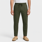 Pleated Slim Fit Joggers Stretch Drawstring for Men