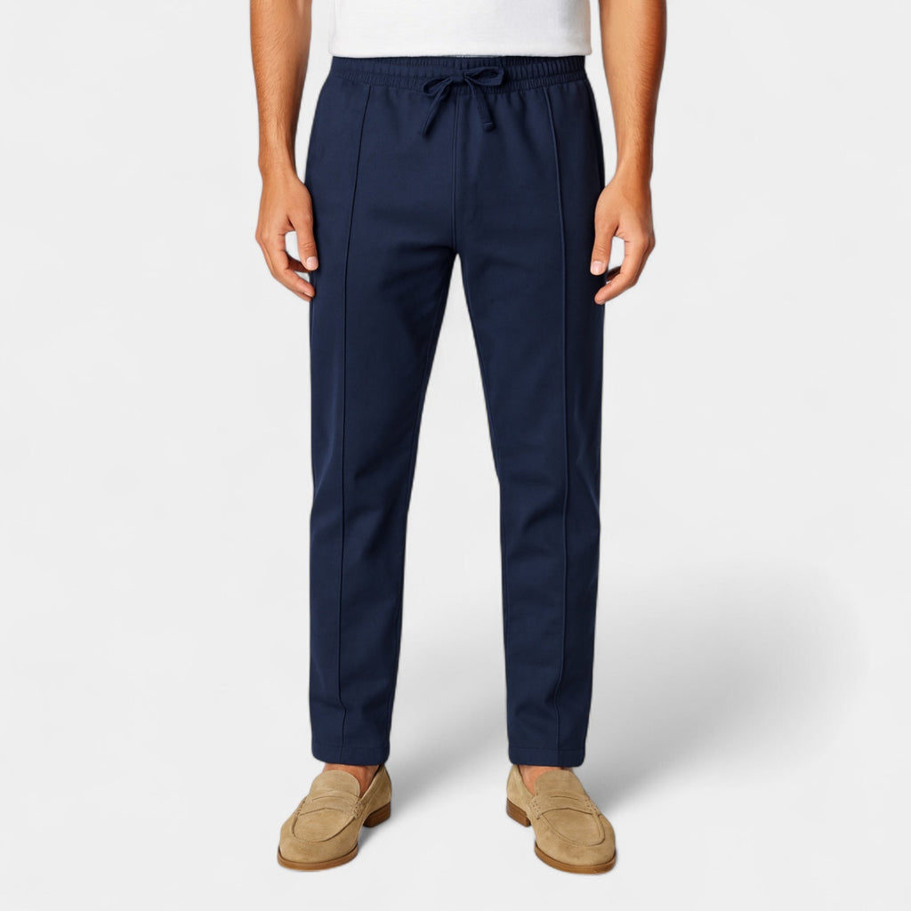 Pleated Slim Fit Joggers Stretch Drawstring for Men