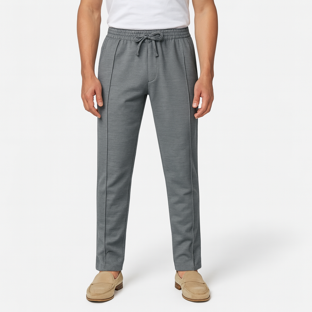 Pleated Slim Fit Joggers Stretch Drawstring for Men