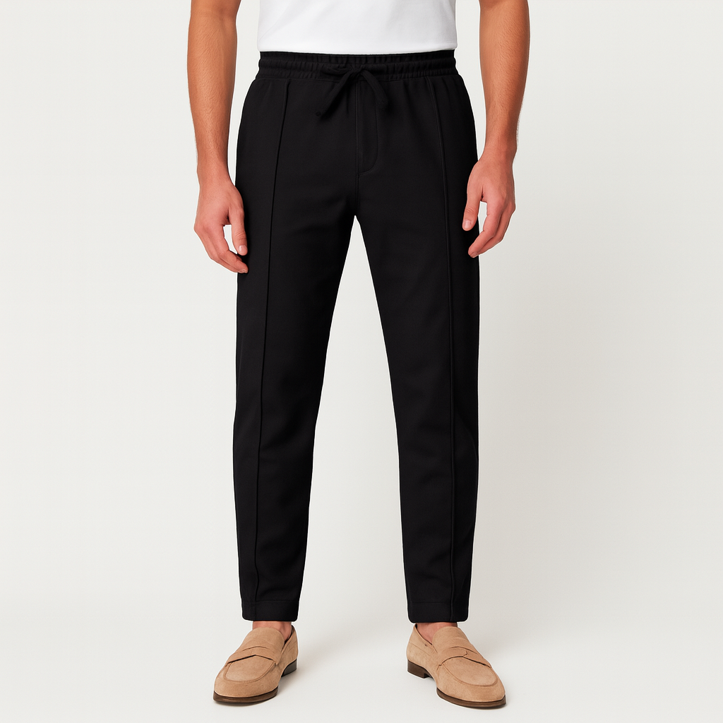 Pleated Slim Fit Joggers Stretch Drawstring for Men