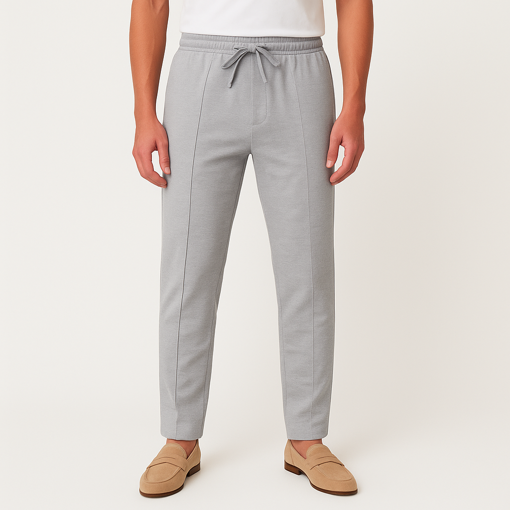 Pleated Slim Fit Joggers Stretch Drawstring for Men