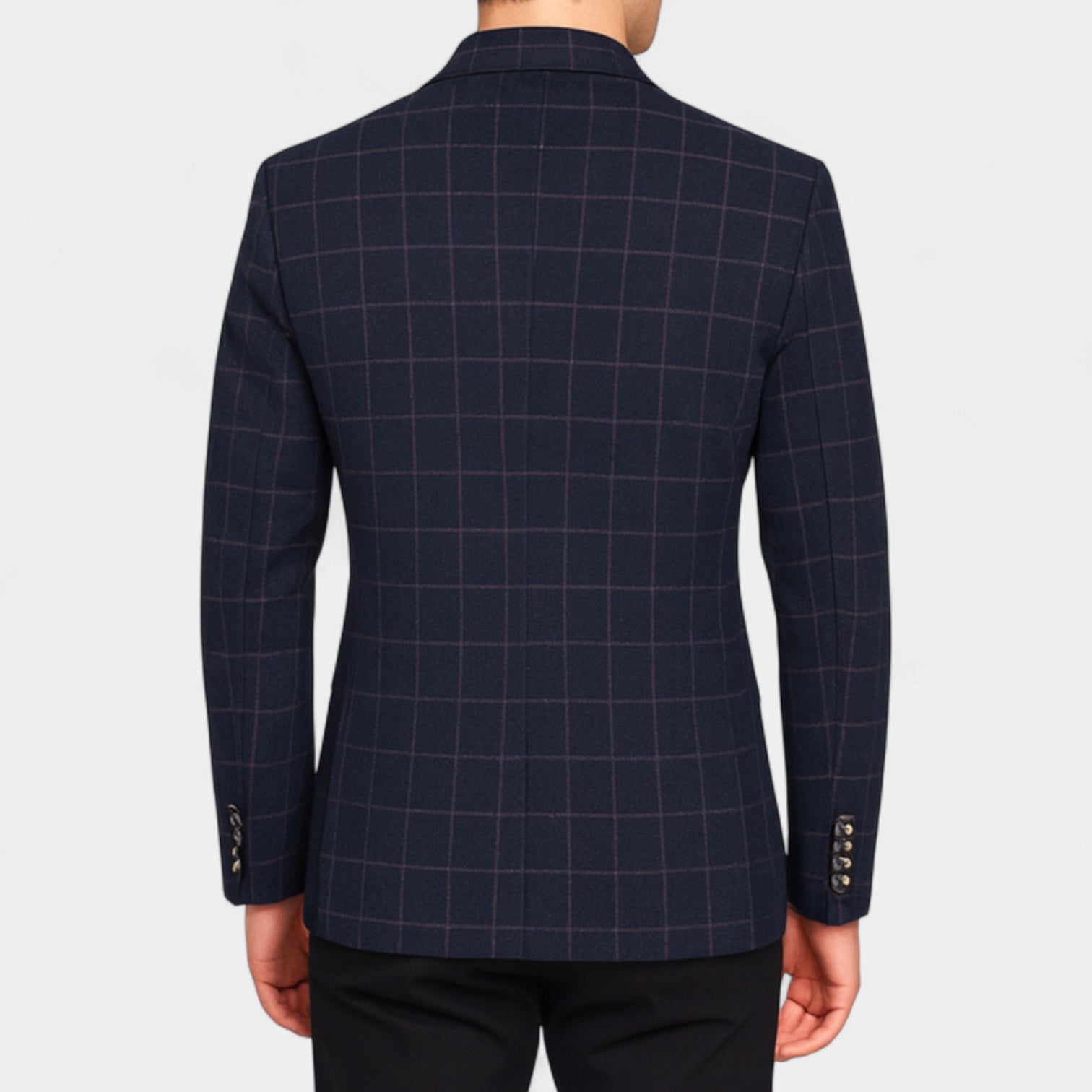 Single Breasted Check Blazer Tailored Fit for Men