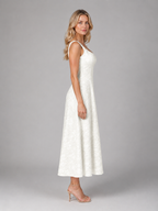 Women's Floral Jacquard Midi Dress for Wedding Guests