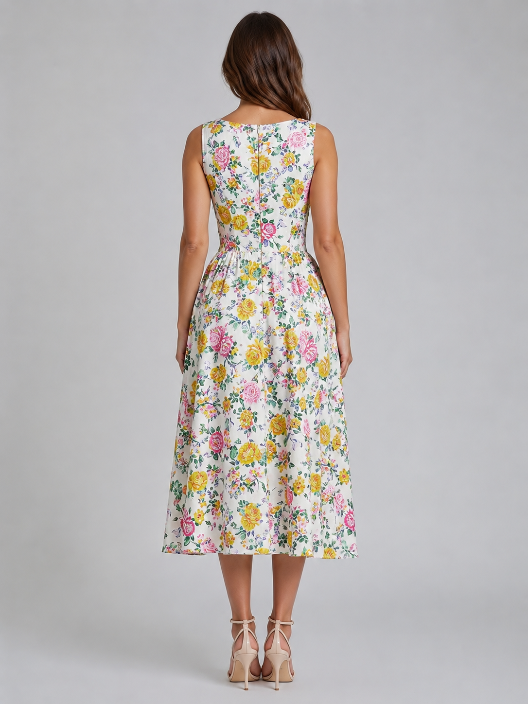 Women's Floral Midi Sundress for Summer Occasions