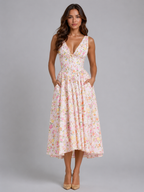 Women's Floral Midi Sundress for Summer Occasions