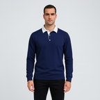 Dress Collar Polo Sweatshirt Cotton Pullover for Men