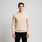Dress Collar Polo Sweatshirt Cotton Pullover for Men