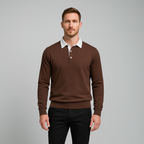 Dress Collar Polo Sweatshirt Cotton Pullover for Men