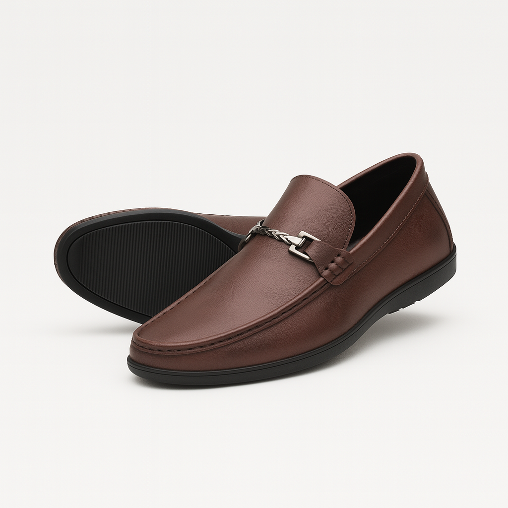 Leather Slip-On Business Loafers Polished for Men