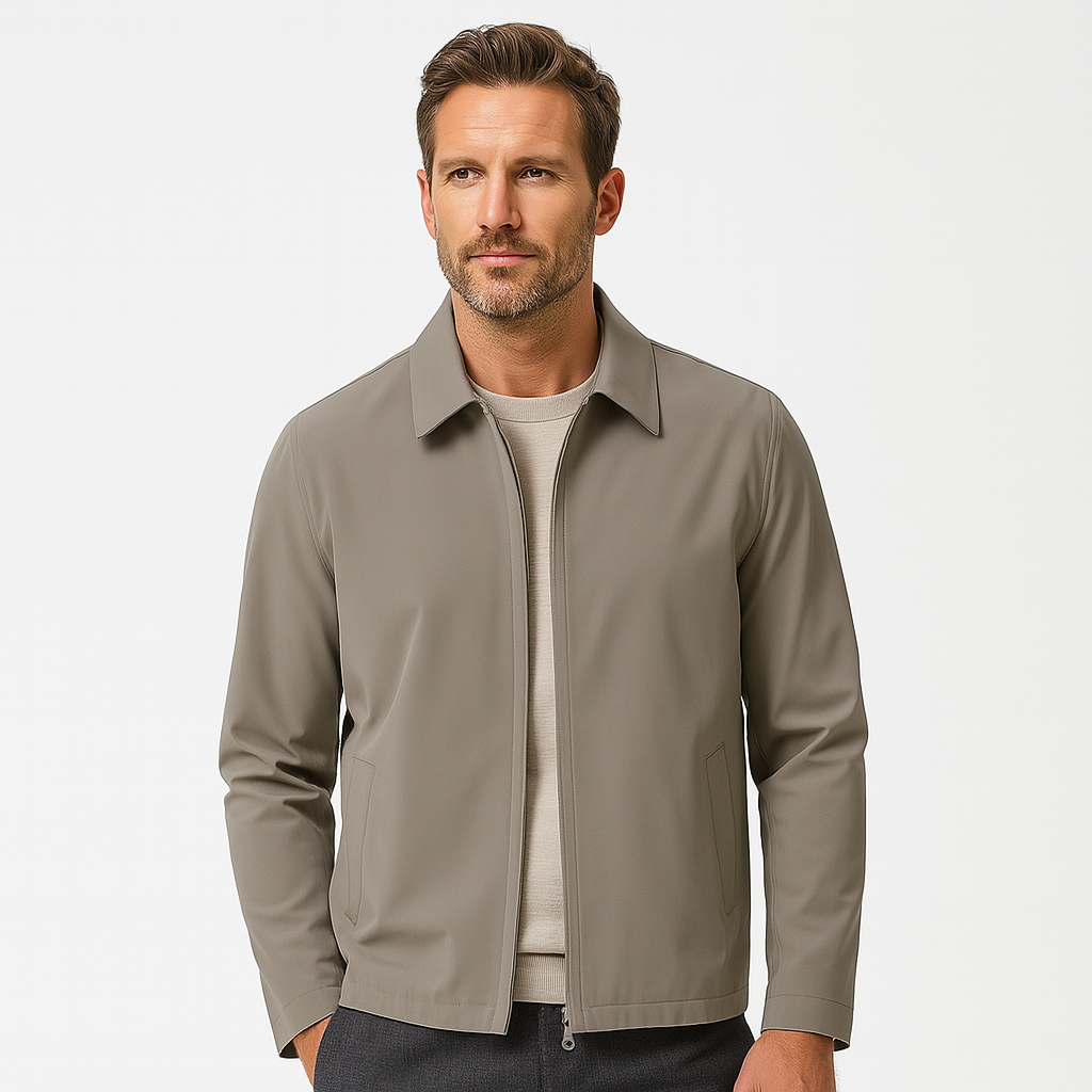Full-Zip Bomber Jacket Shirt Collar Regular Fit for Men