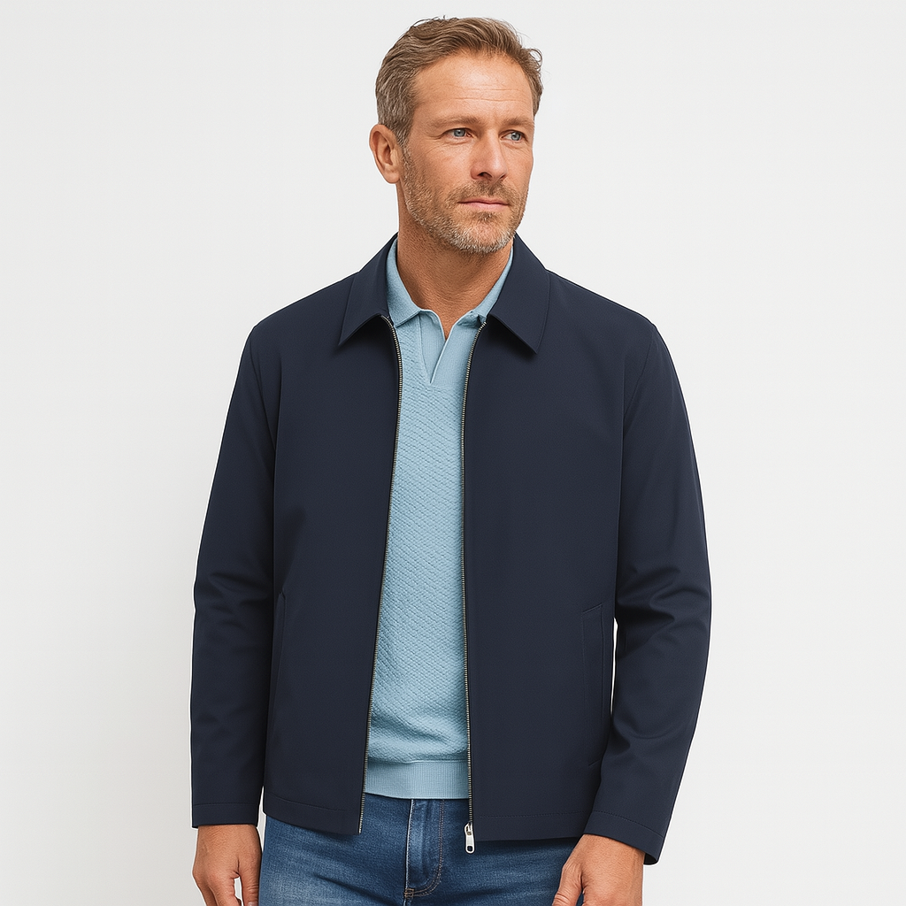 Full-Zip Bomber Jacket Shirt Collar Regular Fit for Men