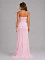 Women's Strapless Lace Corset Evening Dress