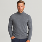 Merino Blend Half-Turtleneck Pullover Ribbed Knit for Men