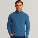 Merino Blend Half-Turtleneck Pullover Ribbed Knit for Men