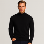 Merino Blend Half-Turtleneck Pullover Ribbed Knit for Men