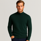 Merino Blend Half-Turtleneck Pullover Ribbed Knit for Men