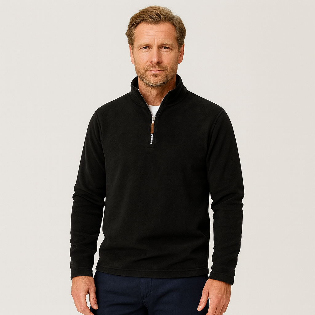 Fleece Half-Zip Sweatshirt High Collar Regular Fit for Men