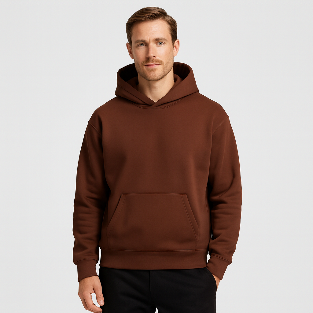 Fleece-Lined Cotton Hoodie Relaxed Fit for Men