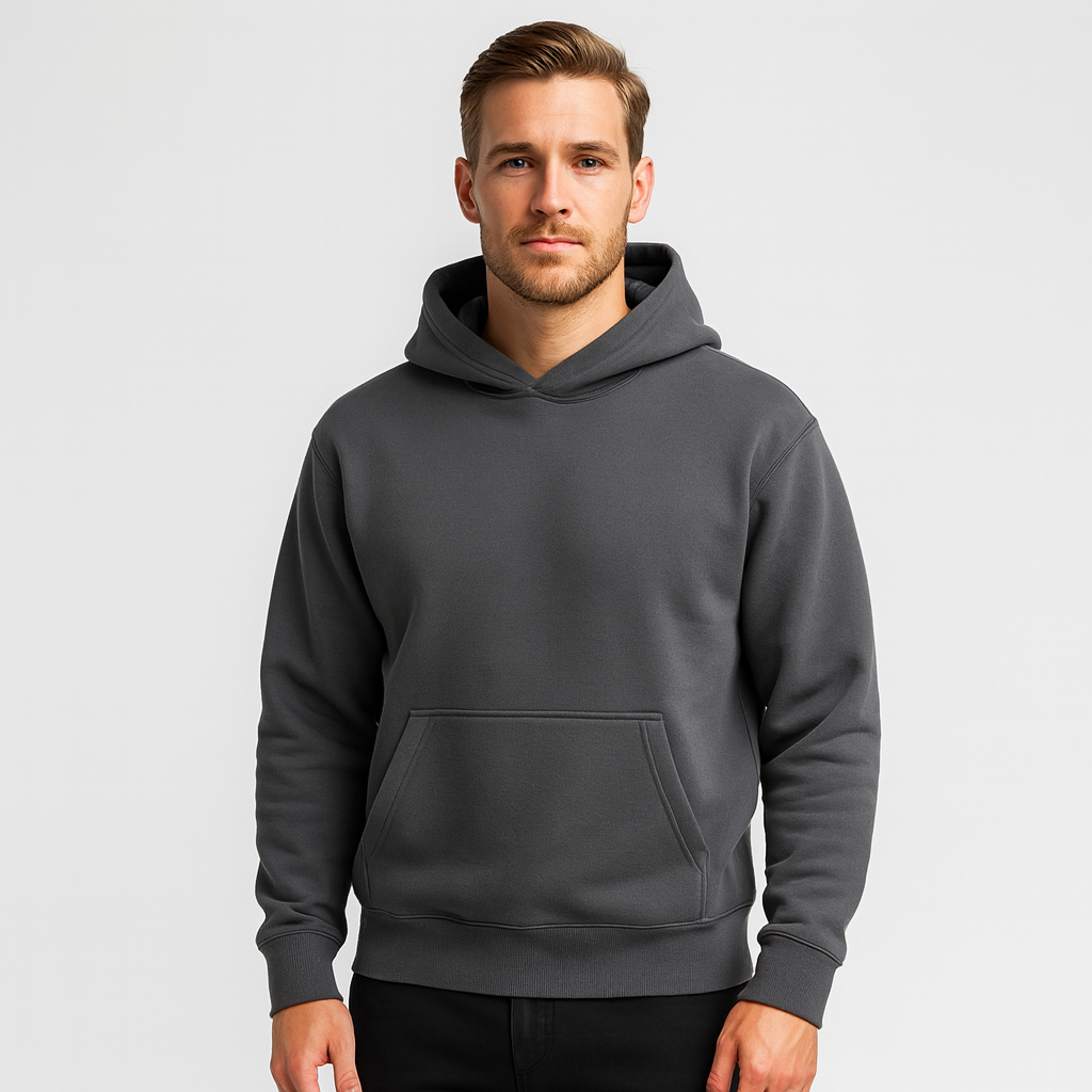 Fleece-Lined Cotton Hoodie Relaxed Fit for Men