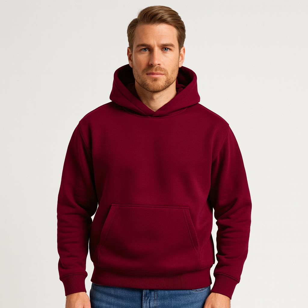 Fleece-Lined Cotton Hoodie Relaxed Fit for Men