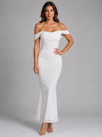 Women's Off-Shoulder Ruched Mermaid Maxi Dress