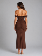 Women's Off-Shoulder Ruched Mermaid Maxi Dress