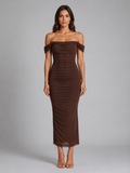 Women's Off-Shoulder Ruched Mermaid Maxi Dress