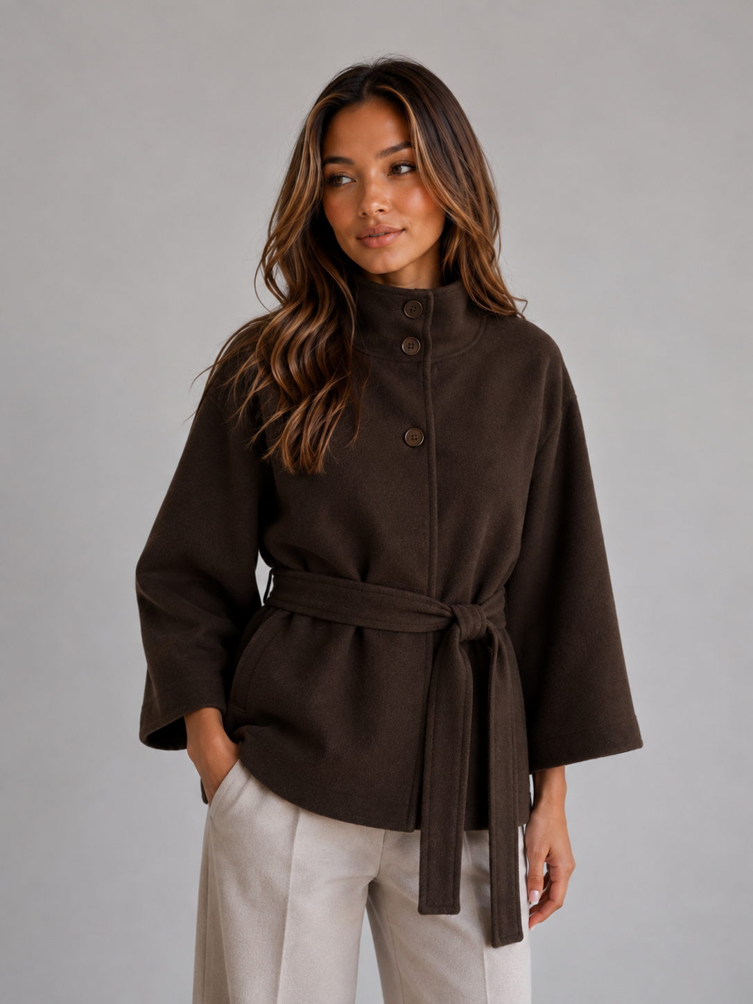 Women's Belted Cape Wrap Jacket