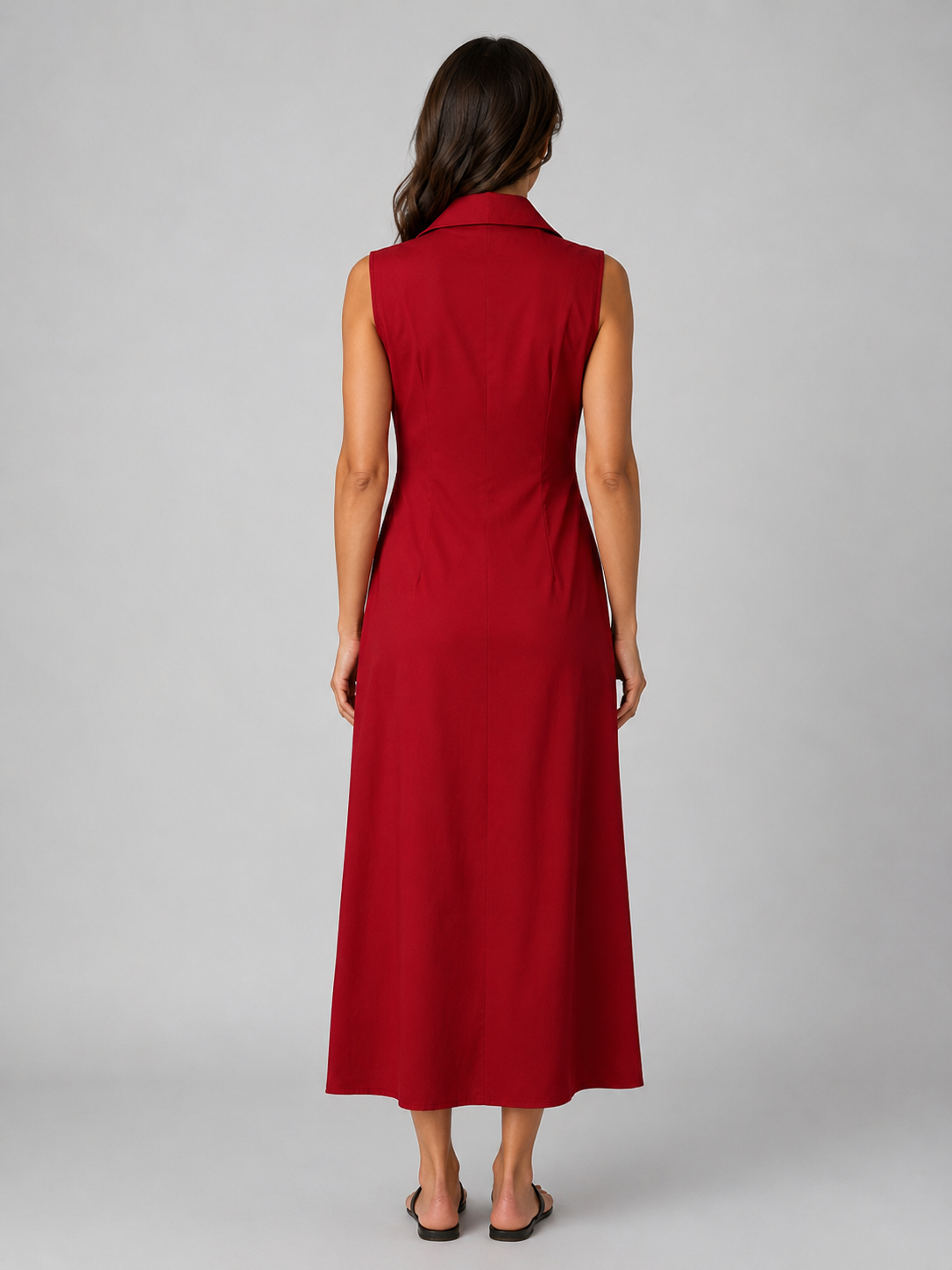 Women's Button-Front Maxi Shirt Dress with Pockets