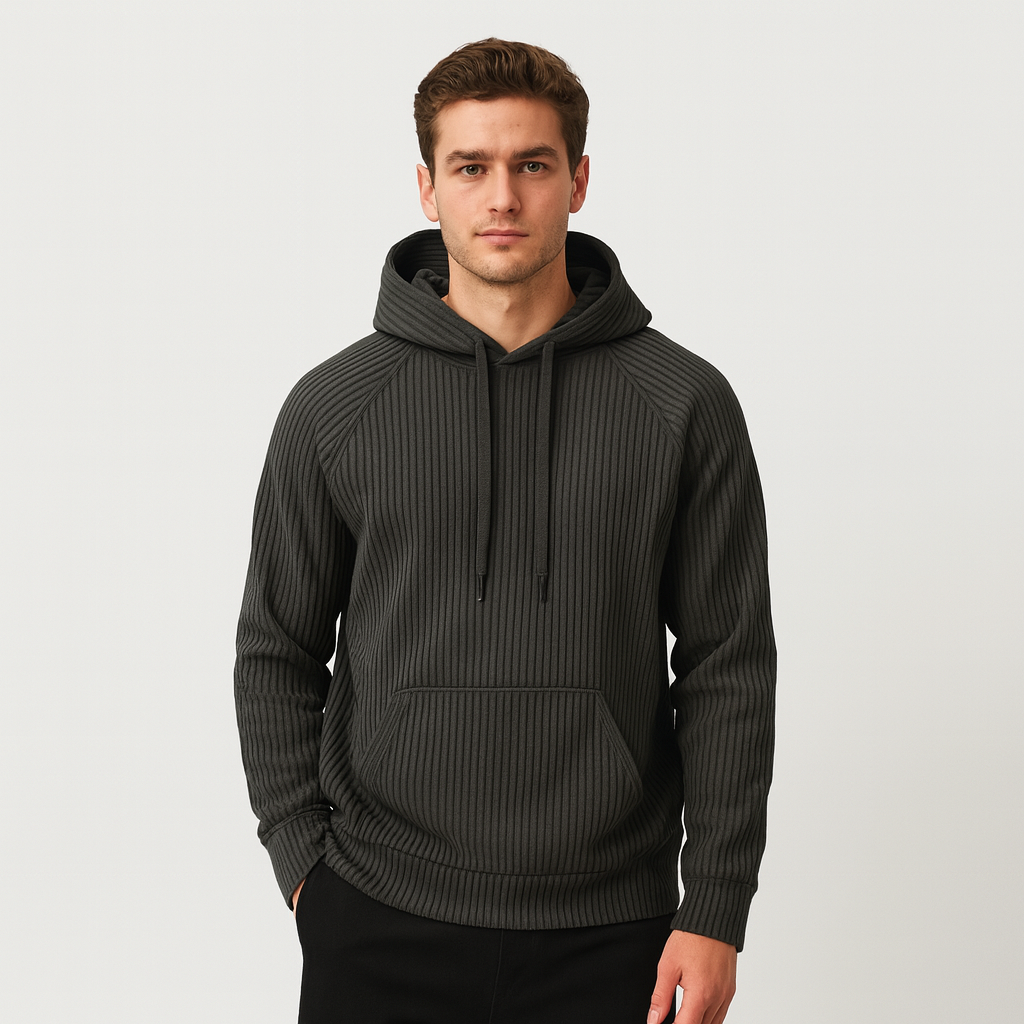 Corduroy Hoodie Relaxed Fit Kangaroo Pocket for Men