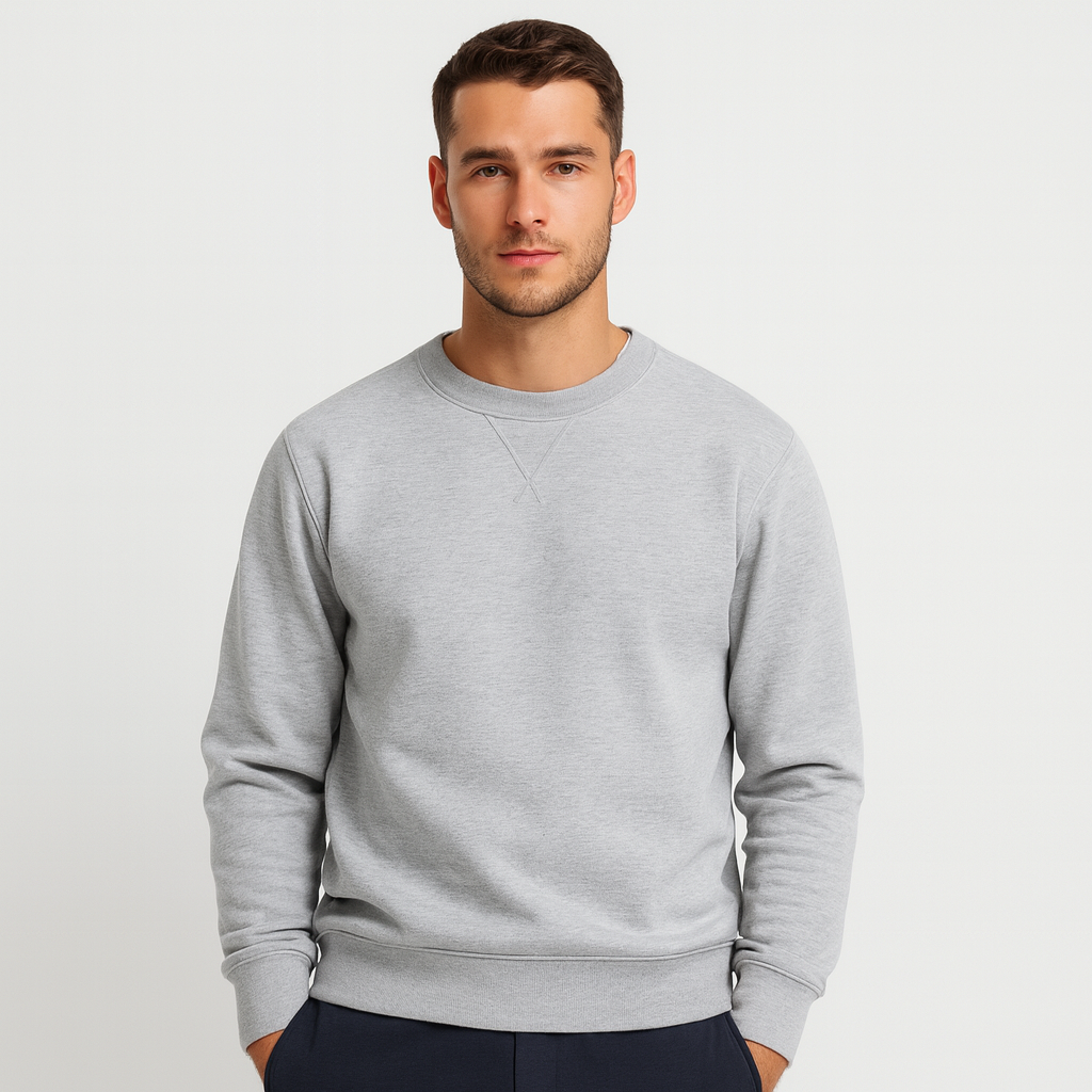 Crew Neck Cotton Blend Sweatshirt Regular Fit for Men