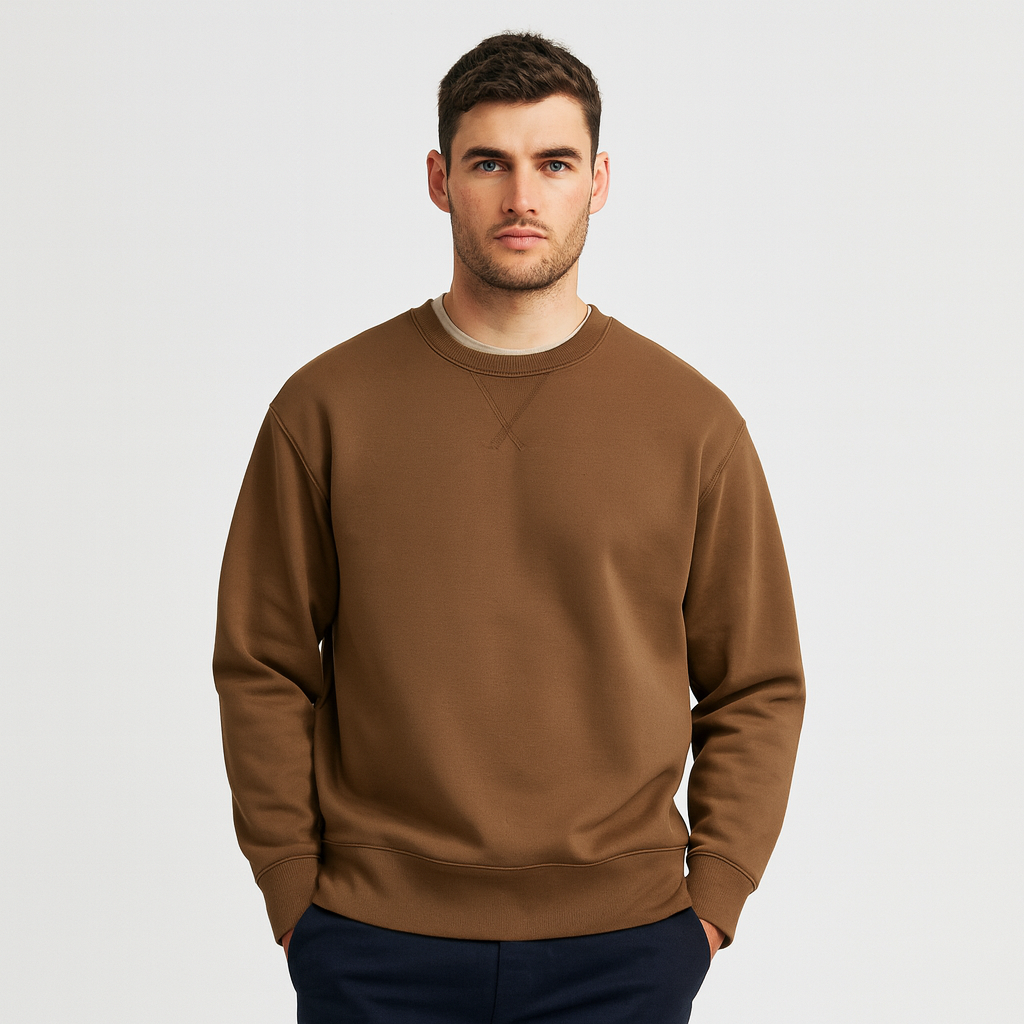 Crew Neck Cotton Blend Sweatshirt Regular Fit for Men