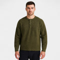 Henley Knit Wool Sweater Three-Button Placket for Men
