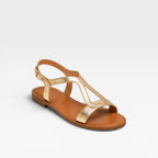 Women's Metallic Leather Sculptural-Strap Flats