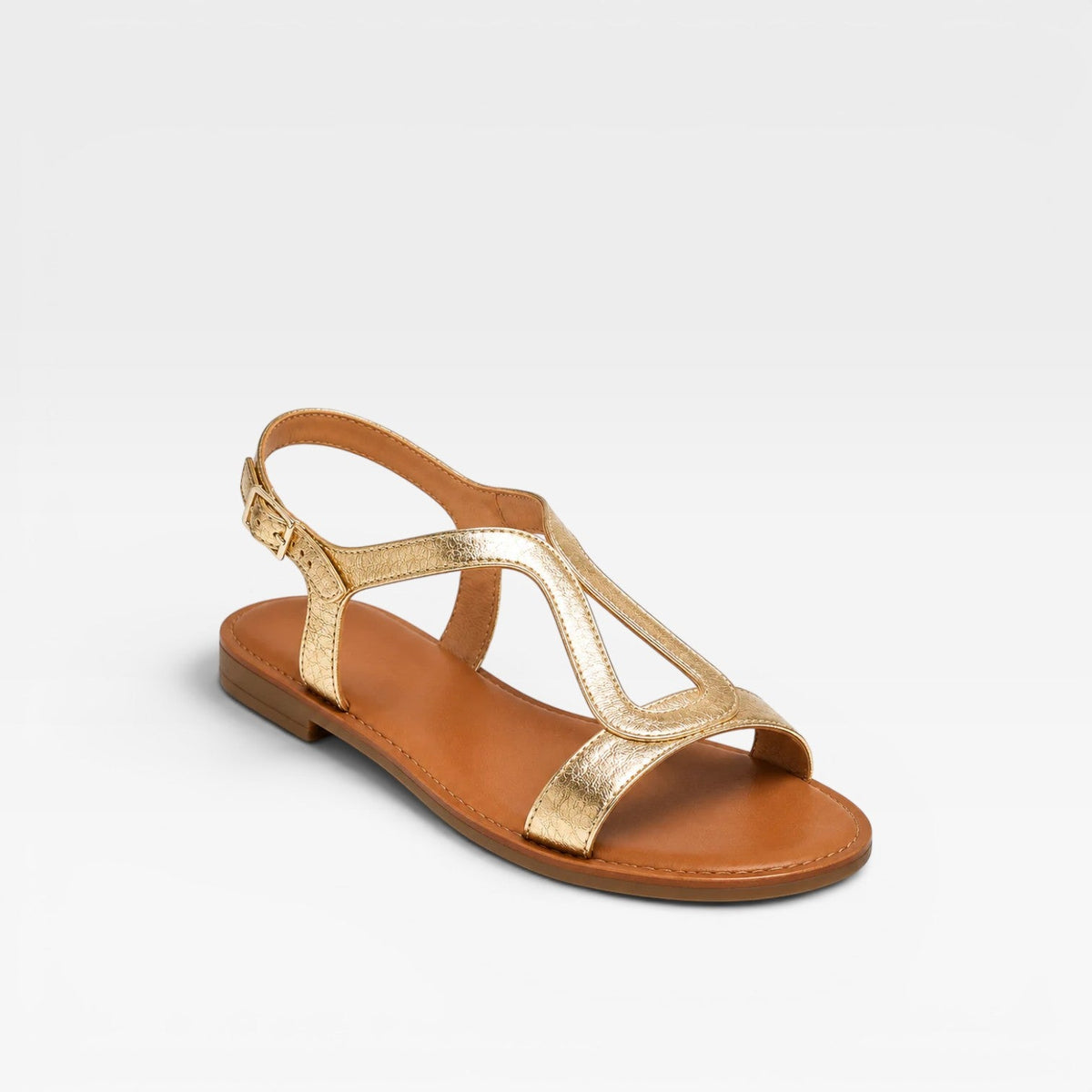 Women's Metallic Leather Sculptural-Strap Flats