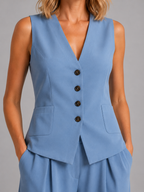 Women's Waistcoat and Wide-Leg Trousers Co-Ord Set
