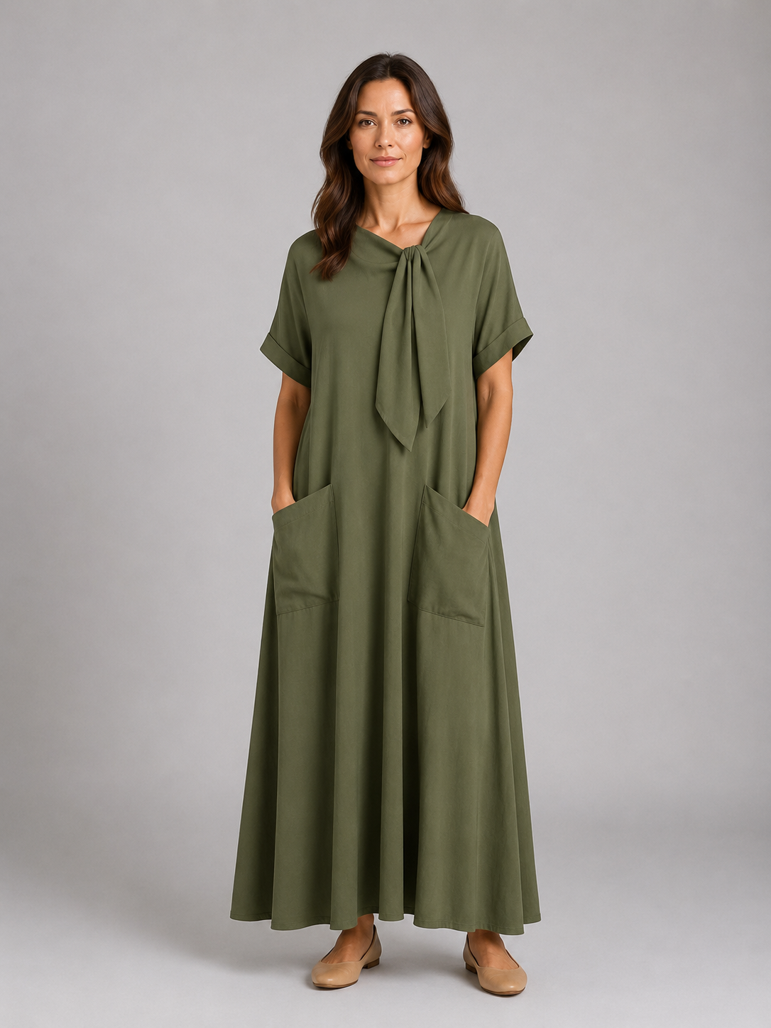 Women's Relaxed Maxi Dress with Front Pockets