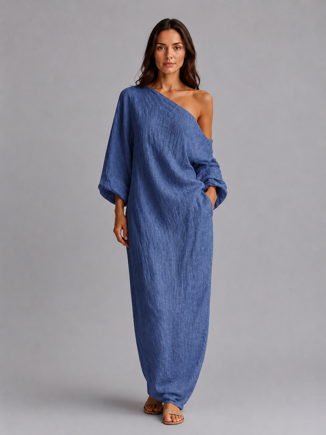 Women's One-Shoulder Maxi Dress with Relaxed Drape